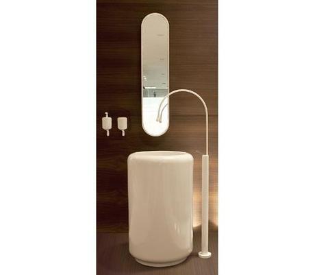  Gessi Goccia Pedestal Lav, Floor-Mount Faucet, Mirror and Accessories