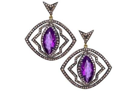 Hari Jewels Evil eye amethyst drop earrings Hari Jewels Evil eye amethyst drop earrings
