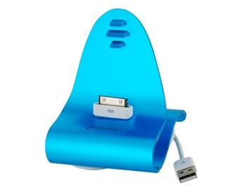 KONNET iCrado Plus Kit Metal Charging Dock Cradle Stand with Charger and Sync Cable for iPhone 4G 3GS 3G iPod (Blue)