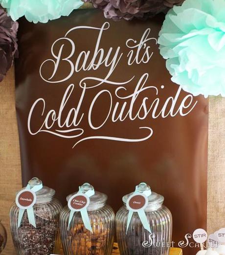 Hot Cocoa Bar Party a Delicious Chocolate and pale blue themed party by Sweet Scarlet Designs