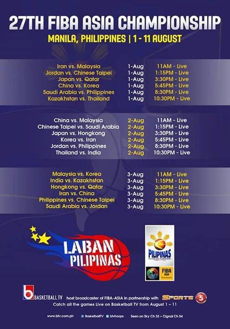Telecast Schedule for the FIBA-Asia Championship