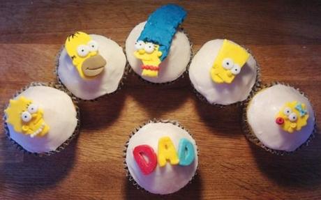 father's day the simpsons cupcakes present gift made from coloyred fondant icing
