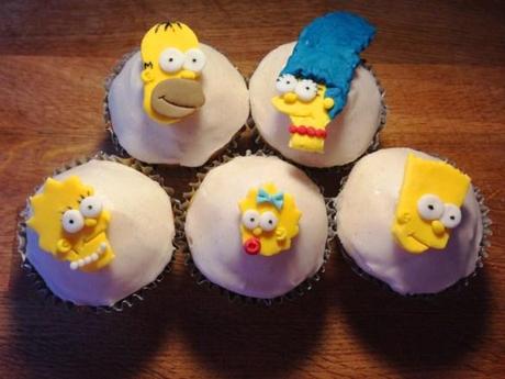 the simpsons family cupcakes gift cartoon for fathers day hand crafted from fondant icing