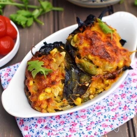 Baked Vegetarian Chili Rellenos (Low fat)