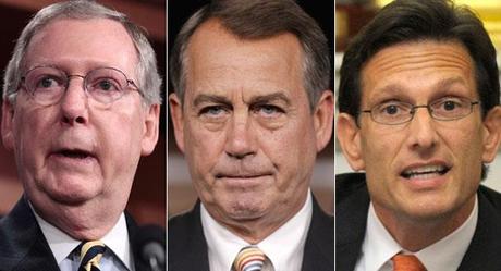 Mitch McConnell, John Boehner and Eric Cantor are shown in a composite. | AP Photos