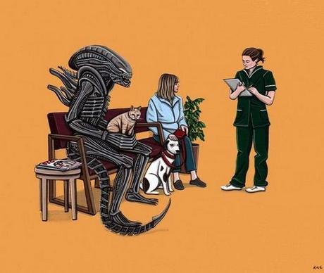 Funny Illustrations Show What Movie & TV Villains Do in Their Free Time