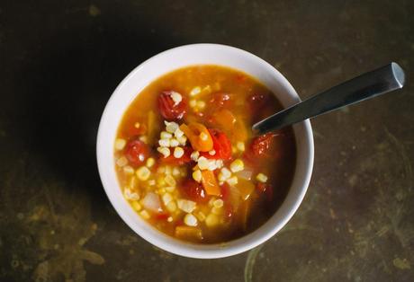 Cooking Pinned Recipes: Roasted Sweet Corn and Tomato Soup.