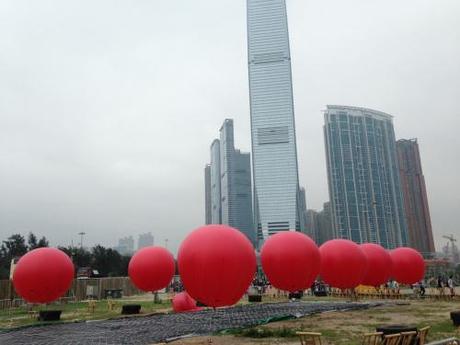 Inflatable red balloons, Kowloon Park, Hong Kong