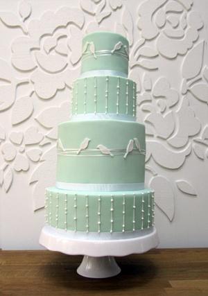 Mint Green Bird Silhouette Wedding Cake