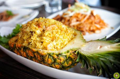 Seafood Fried Rice in Pineapple Boat