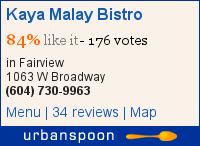 Kaya Malay Bistro on Urbanspoon