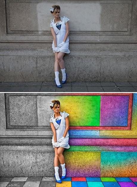 Before-After - In a Rainbow City - Artwork by Ben Heine