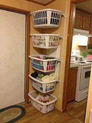 stacking laundry