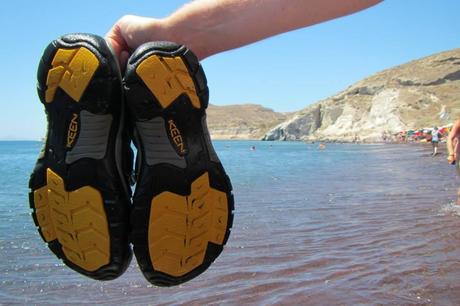 KEEN Sandals at Red Beach in Santorini KEEN Sandals at Red Beach in Santorini