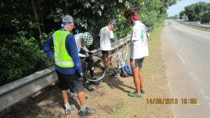 Punctures are common when riding long distances and the rough roads wear out the tyres. Consider using special touring tyres if possible