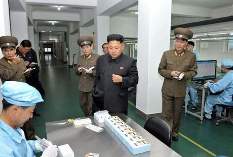 Kim Jong Un Visits 11 May Factory, Views Mobile ‘Phone Handset Kim Jong Un tours the assembly shop at 11 May Factory (Photo: Rodong Sinmun).
