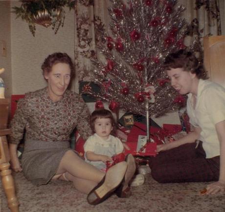 Ranchero Tacos Aunt Irene, mom and me at Christmas