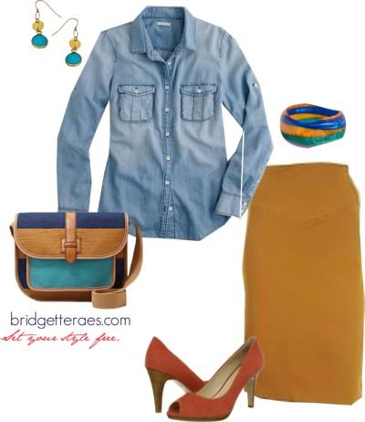 One Item, Five Fashionable Ways. Look 2 Camel Pencil Skirt Outfits