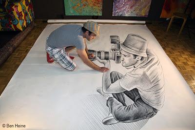 Ben Heine Self Portrait - Pencil Vs Camera 73 In Progress - Drawing Photography - 3D Art - 2013 Ben Heine Self Portrait - Pencil Vs Camera 73 In Progress - Drawing Photography - 3D Art - 2013