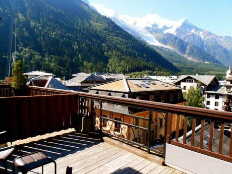 View of Mont Blanc from our room at Boutique Hôtel Le Morgane in Chamonix.