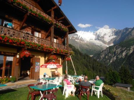 Relaxing at Fioux Refuge and enjoying the views of Mont Blanc.