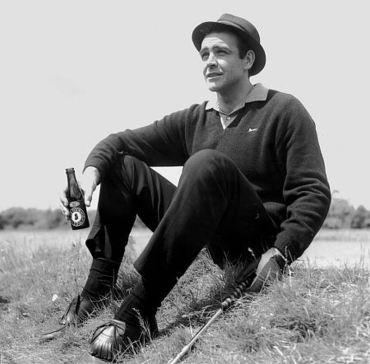 James Bond Golfs with Goldfinger Before eventually becoming an avid player (due to his experience in Goldfinger), this was primarily Sean Connery's activity on the golf course.