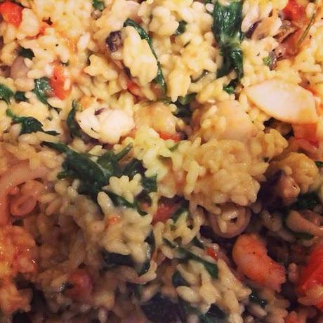 Spinach and Tomato-Basil Seafood Risotto Spinach and Tomato-Basil Seafood Risotto