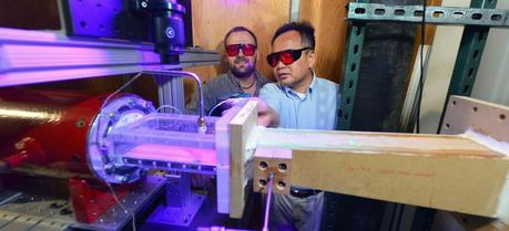 Iowa State Engineers Improve Turbine Cooling to Make Engines More Efficient Blake Johnson and Hui Hu (Credit: Bob Elbert / Iowa State University)