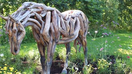 Mosaiculture 2013 at Montreal Botanical Garden Horse Made From Wood (closeup horse) - Mosaiculture - Montreal Botancial Gardens