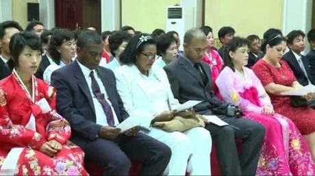 Korean and Cuban participants attend at an event marking the DPRK-Cuban solidarity month of August, held at the Taedonggang Diplomatic Club in Pyongyang on 13 August 2013 (Photo: KCNA screengrab).