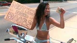 'Not Homeless, Need Boobs'- Panhandler Sign In Florida (Videos)