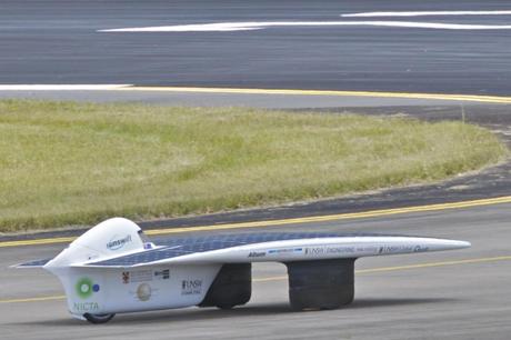 Sunswift IVy during the World Solar-Car Speed Record attempt. (Credit: Bradhall71 http://en.wikipedia.org/wiki/File:Sunswift_IVy.jpg)