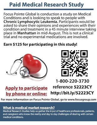 Paid Opportunity to Be Interviewed about CLL in Manhattan