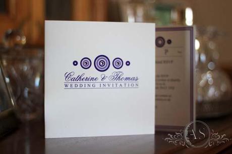 Bari bespoke trifold wedding invitation in purple