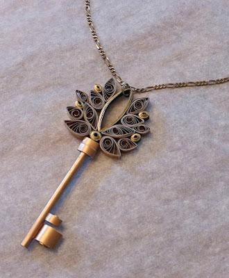 quilled key pendant quilled key pendant