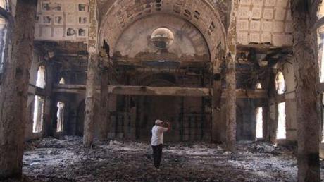 Egyptian military chief vows to rebuild Coptic Churches Aug. 15, 2013 - The damaged interior of the Saint Moussa Church after it was torched in sectarian violence following the dispersal of two Cairo sit-ins of supporters of the ousted Islamist President Mohammed Morsi, in Minya, south of Cairo, Egypt. (AP)