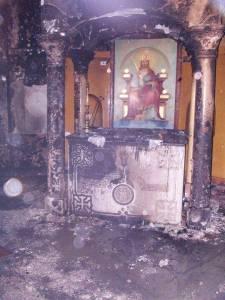 The altar of St. George Coptic orthodox church in Assuit after it has been attacked by Muslim Brotherhood