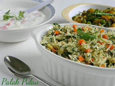Spinach Carrot Pulao | Palak Pulav | No Onion No Garlic Recipe