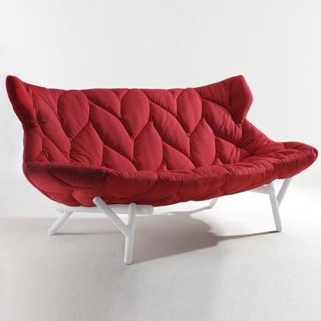 quilted red sofa