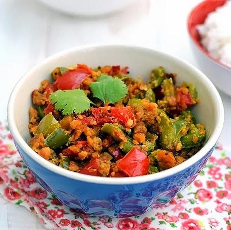 Pepper Besan Curry (Capsicum Chickpea flour dry curry)