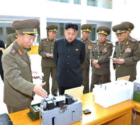 Kim Jong Un views products during a visit to the KPA Scientific and Technology Exhibition Hall (Photo: Rodong Sinmun).