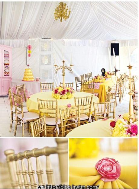 Beauty and The Beast Wedding Decor - Bright Yellow, Pink and Red