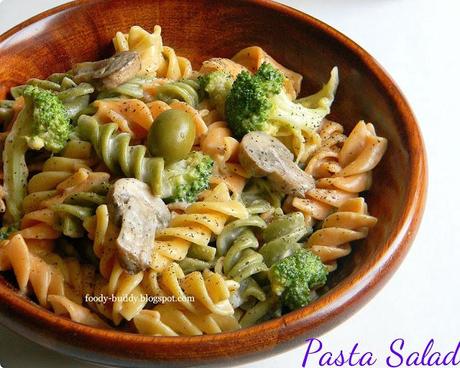 Cold Pasta Salad with low fat 1000 Island Dressing