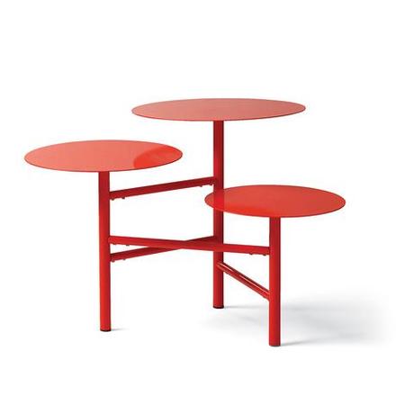 cherry red layered side table, ideal for display
