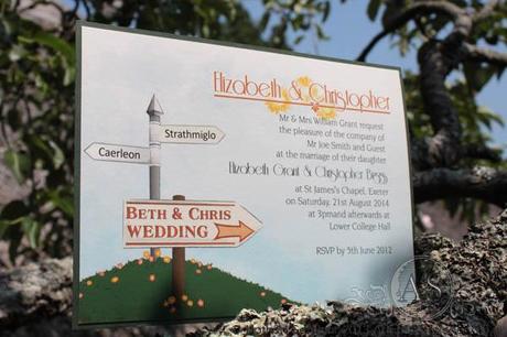Illustrated Wedding Invitations Way to Go Mounted wedding invitation