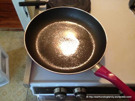 Spray a skillet and heat it