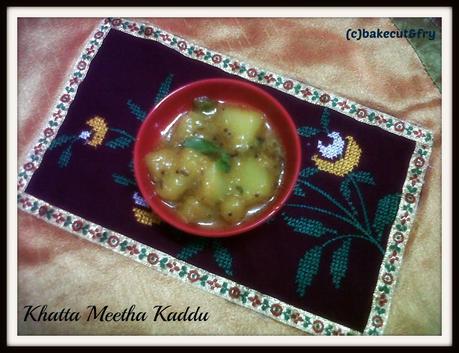 Sunday Lunch Recipe 3 : Khatta Meetha Kaddu ki sabzi