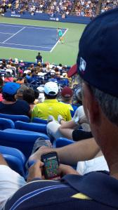 That's Stosur in the background, the 11th seed for women at the US Open. In the foreground? Oh, only some idiot. 