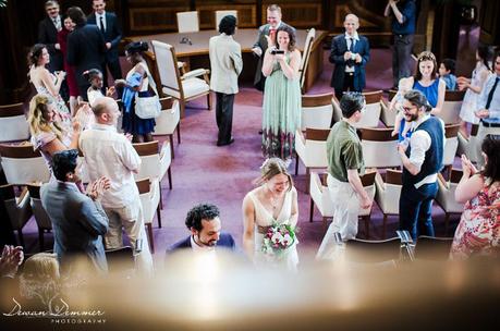 Newly Weds walk down the Aisle at the Stoke Newington Town Hall | London Wedding Photography