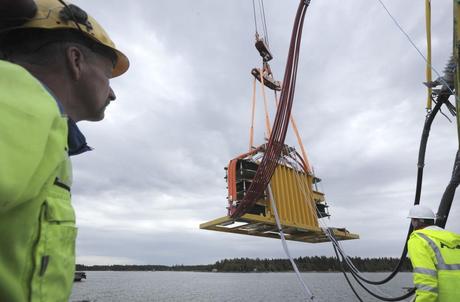 Transformers are one of the components that need to be equipped to withstand the pressure of standing on the seabed for several decades. This is from the testing in Finland of a transformer for the Norwegian Continental Shelf from an earlier project. (Credit: ABB Group)